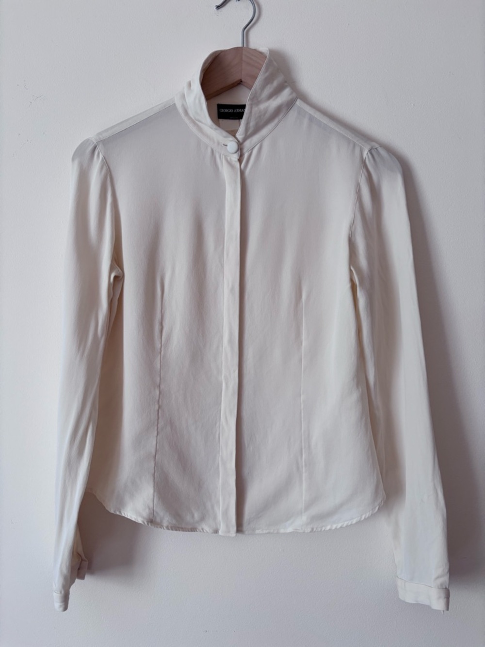 Vintage Giorgio Armani Ivory Silk Button-Up Shirt